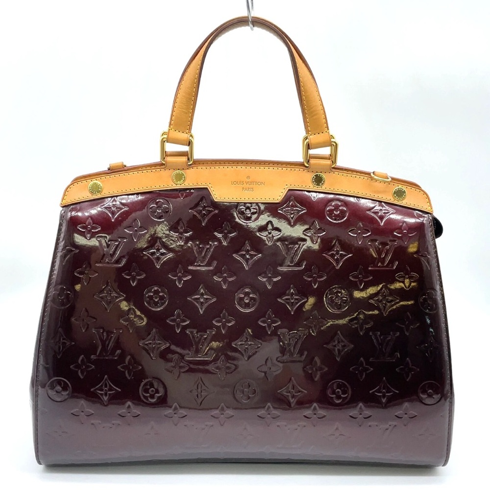 Louis Vuitton Glossy Burgundy and Tan Satchel